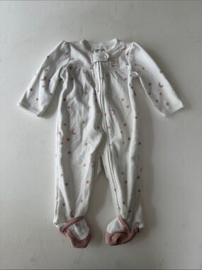 Carter's - White Fleece Footies w/ Pink Stars & Moons